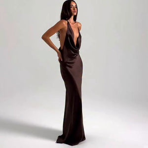 ANAÏS DRESS Halter Lace-Up Maxi Dress