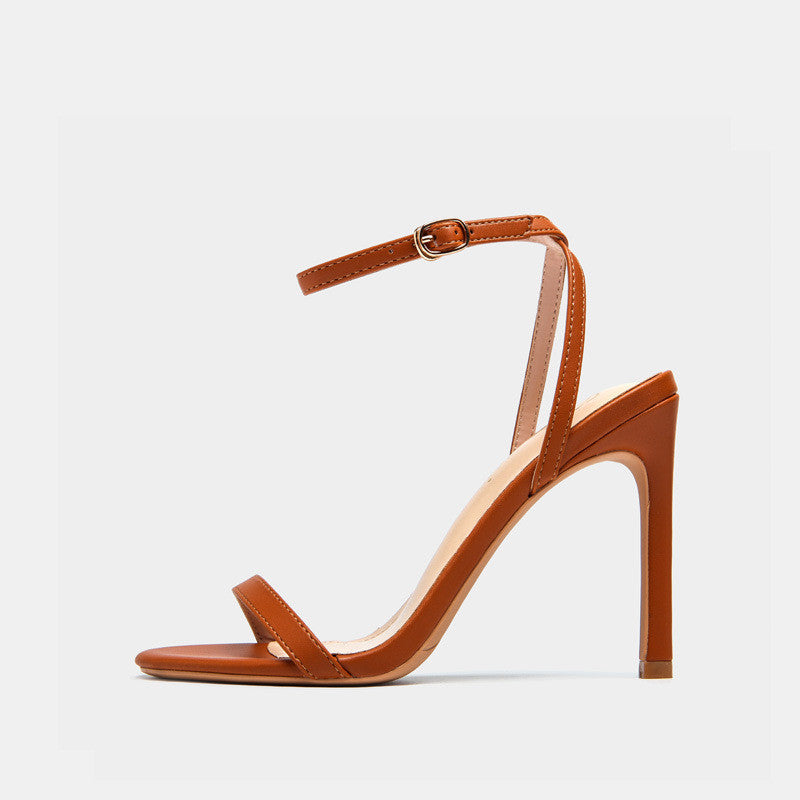 Noir Ankle Strap Heeled Sandals