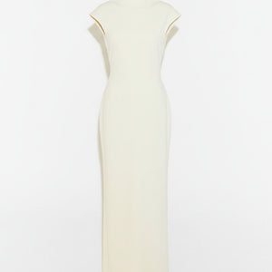 THE LYRA DRESS — Backless Draped Column Gown