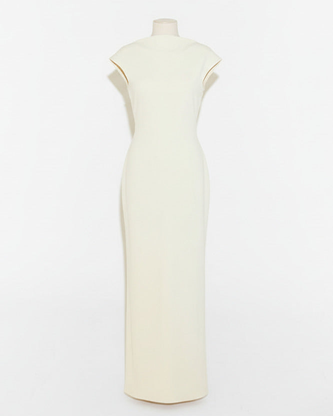 THE LYRA DRESS — Backless Draped Column Gown
