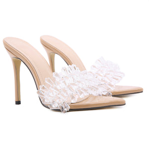 Isla Crystal Cluster Clear Stiletto Mules