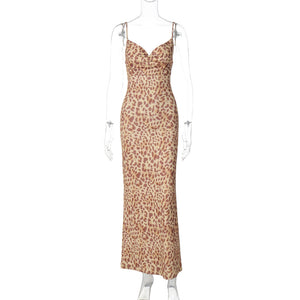 Valeria Leopard Slip Maxi Dress