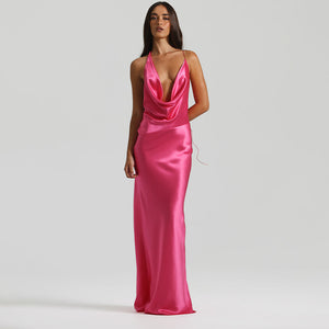 ANAÏS DRESS Halter Lace-Up Maxi Dress