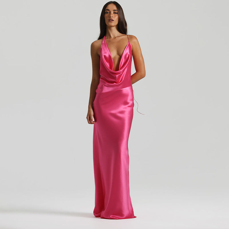 ANAÏS DRESS Halter Lace-Up Maxi Dress