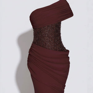 ALBA DRESS — Draped Strapless Maxi