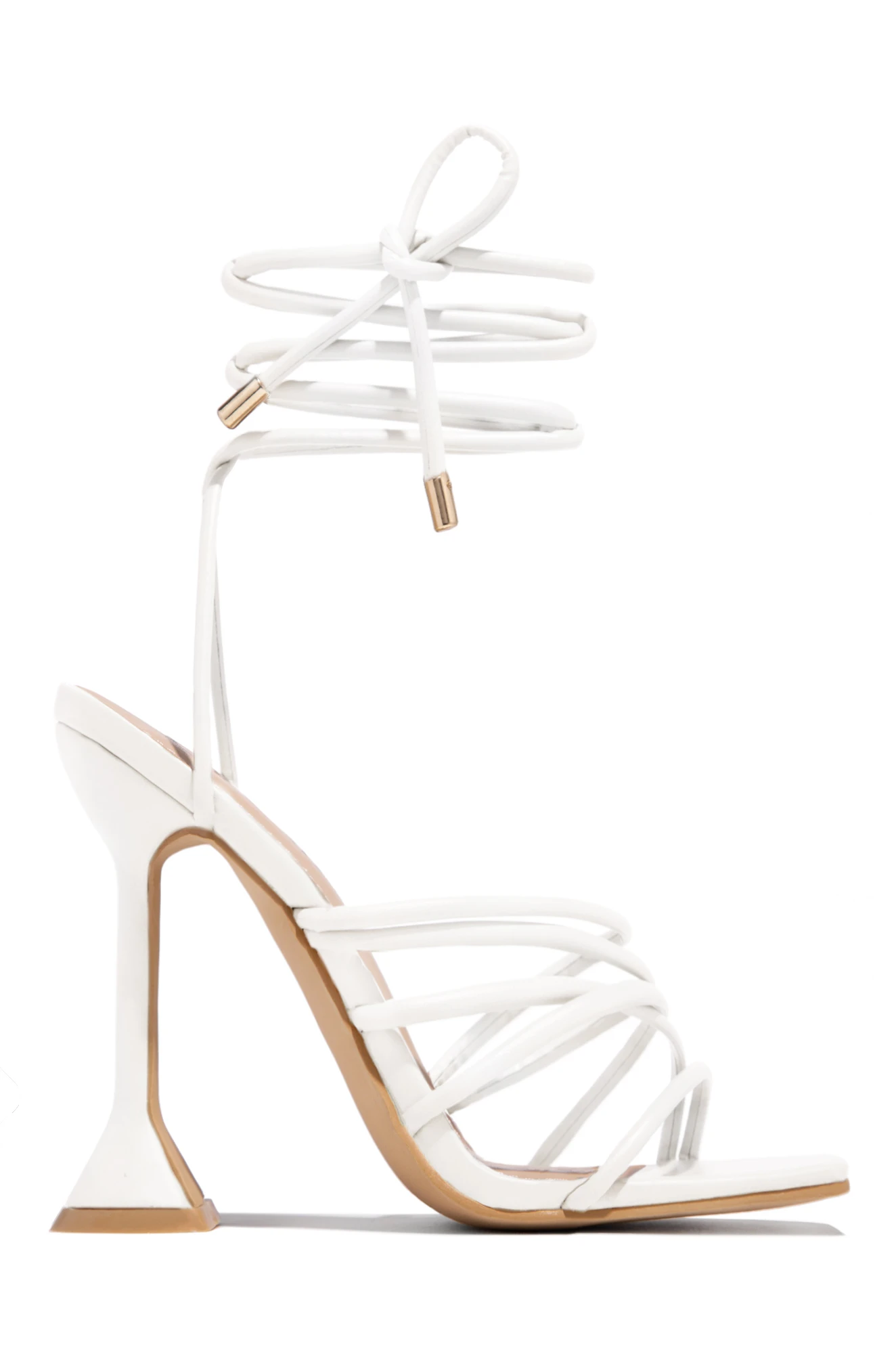 Zafira Strappy Lace-Up Sculptural Heel Sandals