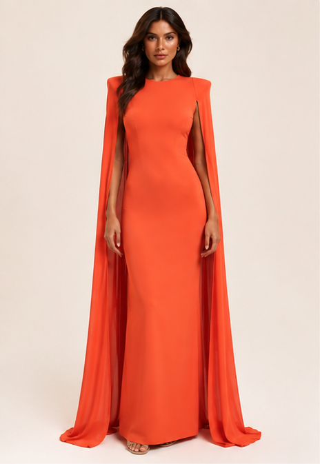 Einfarbiges, plissiertes Rundhals-Kleid mit Schal und schmaler Passform