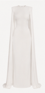 Einfarbiges, plissiertes Rundhals-Kleid mit Schal und schmaler Passform